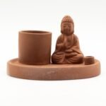 Quemador de Incienso Buda Terracota - Soporte Dual Varillas y Conos