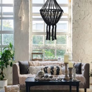 Araña de Macramé Negra Grande - Decoración Artesanal Boho - Imagen 3