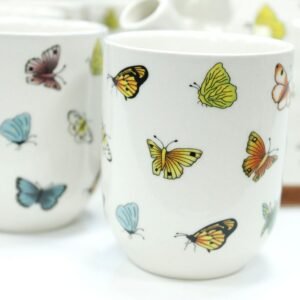 Set de Té de Cerámica Mariposas - Tetera con Asa de Bambú - Imagen 6