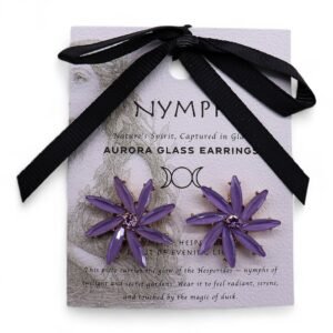 Pendientes Flor de Cristal Lavanda y Acero Inoxidable - Imagen 4