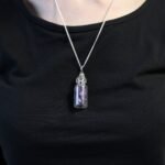 Collar Amatista en Botella Vidrio Plateado 50cm - Violeta