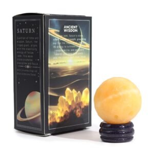 Planeta de Jade Amarillo Saturno 40mm con Soporte Solar - Imagen 5