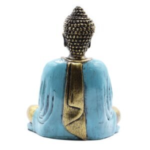 Buda en Meditación Verde Azulado y Dorado (15 cm) - Imagen 4