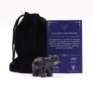 Elefante de la Suerte en Larvikita Natural Pulida - 5cm