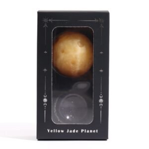 Planeta de Jade Amarillo Saturno 40mm con Soporte Solar - Imagen 3