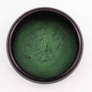 Cuenco Tibetano Buda Mandala 16cm - Verde Polvo de Tierra - Imagen 3