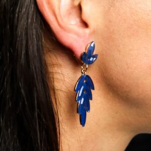 Pendientes de Cristal Vintage - Largo - Azul - Imagen 2