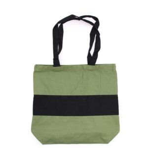 Bolsa Tote de Algodón Bicolor - 38x42cm - Verde y Negra - Imagen 5