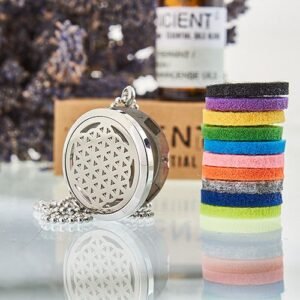 Collar Difusor Aromaterapia Flor de la Vida - Acero (30mm) - Imagen 2