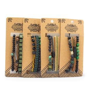 Set de Pulseras para Hombre Color Verde – Estilo Natural - Imagen 1
