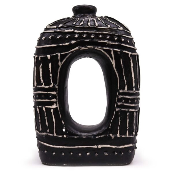 Jarrón Escultórico Donut 30cm - Terracota Chocolate Artesanal