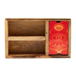 Caja Tarot de 3 Secciones con Soporte para Rituales