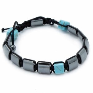 Pulsera Shamballa Hematita y Turquesa - Cuboides - Imagen 2