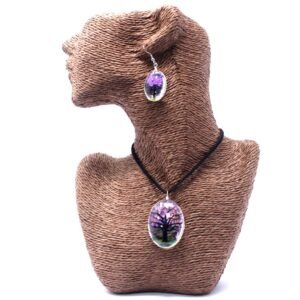 Conjunto Árbol de la Vida Lavanda: Colgante y Pendientes - Imagen 2