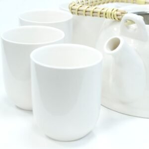 Set de Té de Cerámica Blanca - Tetera con Filtro y Tazas - Imagen 2