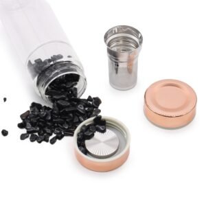 Botella de Cristal para Té Oro Rosa con Jaspe Rojo - Imagen 6