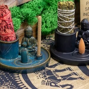 Quemador de Incienso Buda Terracota - Soporte Dual Varillas y Conos - Imagen 9