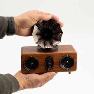 Altavoz de gramófono doble mini retro - Bluetooth - 5,4 vatios x 2 - Imagen 6