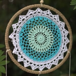 Atrapasueños de Pastos Marinos y Macramé Turquesa 65cm - Imagen 4
