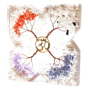 Orgonita Cuadrada 10cm - 4 Árboles de Cobre y Gemas