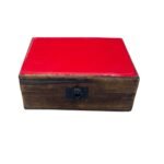 Caja de Madera de Mango y Cerámica Roja - 15x10x6cm