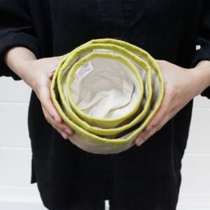 Set de 3 Cestas de Yute y Algodón - Color Cúrcuma - Imagen 3