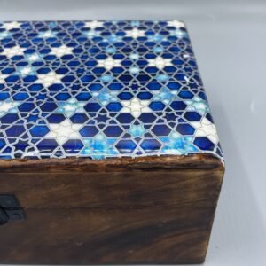 Caja Grande Madera de Mango y Cerámica Estrellas - 20x15cm - Imagen 2