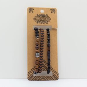 Set de Pulseras para Hombre – Negro y Tostado Estilo Boho - Imagen 4