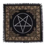 Mantel de Altar Pentáculo y Nudo Celta con Flecos - 50x50 cm