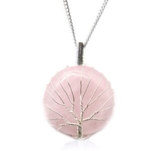 Collar Árbol de la Vida Cuarzo Rosa 50cm - Amor - Imagen 1