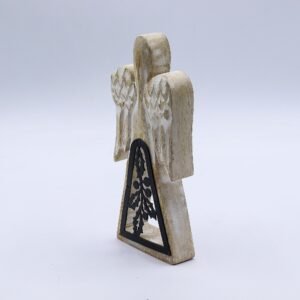 Ángel de Madera y Hierro - Acabado Lavado Blanco 18cm - Imagen 3