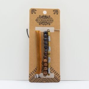 Set de Pulseras para Hombre – Negro y Tostado Estilo Boho - Imagen 5