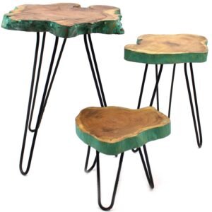 Set 3 Maceteros Madera Gamal y Patas Metal Greenwash