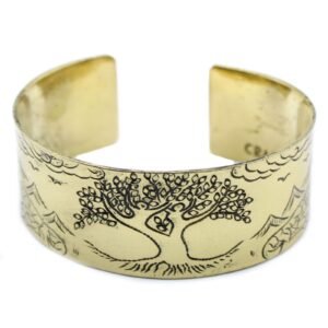 Pulsera mantra tibetano de latón con árbol de la vida y protección espiritual