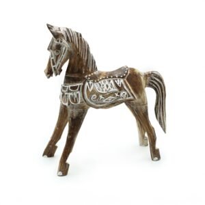 Caballo Rústico de Madera de Albasia - Estilo Anticuario (25 cm) - Imagen 1
