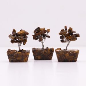 Mini árbol de piedras preciosas sobre base de orgonita - Ojo de tigre (15 piedras) - Imagen 4