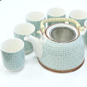 Set de Té Mosaico Verde - Tetera de Cerámica con Infusor