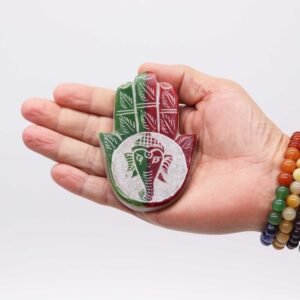 Porta-incienso Hamsa de Esteatita y Ganesha - 9x6cm - Imagen 2