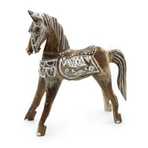 Caballo Decorativo de Madera de Albasia Estilo Antiguo 32cm - Imagen 1