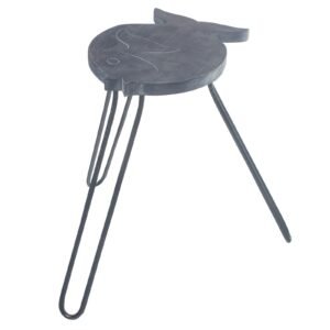 Mesa Auxiliar de Madera de Albasia - Acabado Gris Ceniza