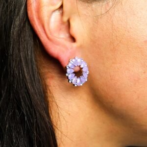 Pendientes de Cristal Vintage - Aro - Lavanda - Imagen 2