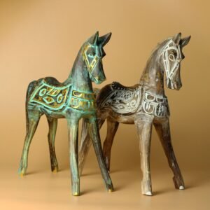 Caballo Decorativo de Madera de Albasia Estilo Antiguo 32cm - Imagen 3