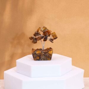 Mini árbol de piedras preciosas sobre base de orgonita - Ojo de tigre (15 piedras) - Imagen 3