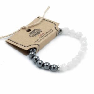 Pulsera de Cuarzo Rosa Facetado y Cuentas Magnéticas - Imagen 1