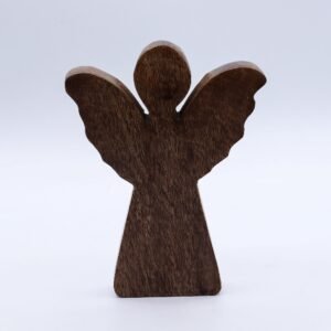 Figura Ángel de Madera de Mango y Alas Doradas - 16 cm - Imagen 2