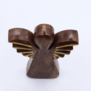 Figura Ángel de Madera de Mango y Alas Doradas - 16 cm - Imagen 3