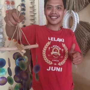 Carillón de Nácar Perla y Madera de Cafeto - Boho (46x20cm) - Imagen 4