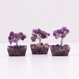 Mini árbol de piedras preciosas sobre base de orgonita - Amatista (15 piedras) - Imagen 2