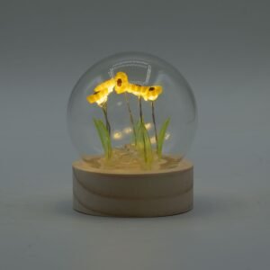 Domo Floral Glow: 5 Girasoles con Iluminación LED y Cúpula de Vidrio - Imagen 5
