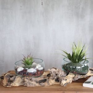 Vidrio Soplado sobre Madera de Gamal - Soporte Doble 70cm - Imagen 5